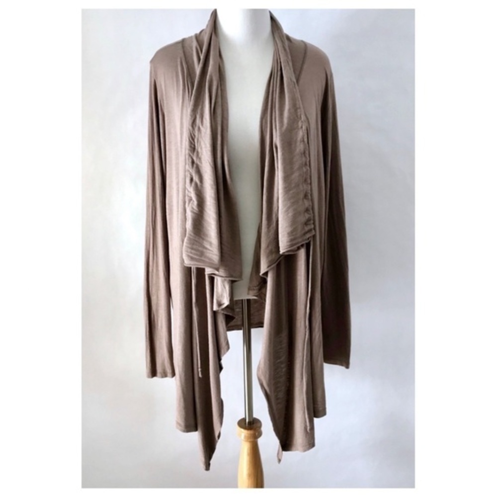 Lucy Tan Draped Front Light Wrap Cardigan Jacket